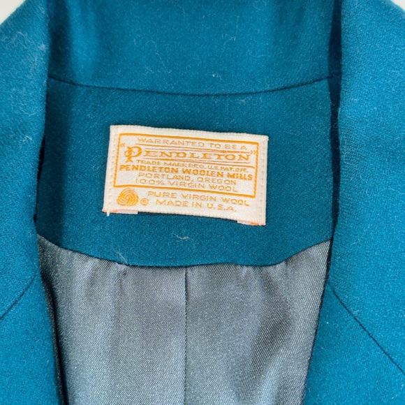 Pendleton vintage workwear wool blazer structured classic fit size 8 teal - Picture 3 of 12